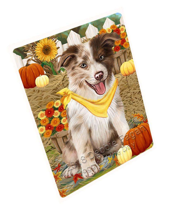 Fall Autumn Greeting Border Collie Dog with Pumpkins Cutting Board C56103