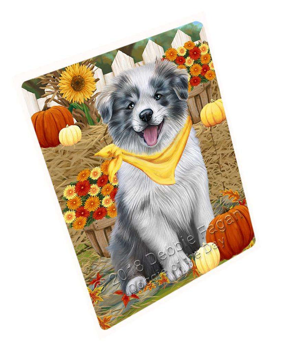 Fall Autumn Greeting Border Collie Dog with Pumpkins Cutting Board C56106