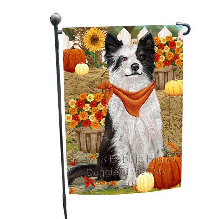 Fall Autumn Greeting Border Collie Dog with Pumpkins Garden Flag GFLG0572