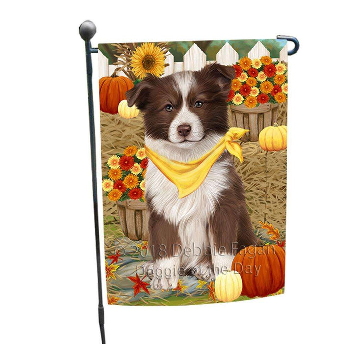 Fall Autumn Greeting Border Collie Dog with Pumpkins Garden Flag GFLG0573