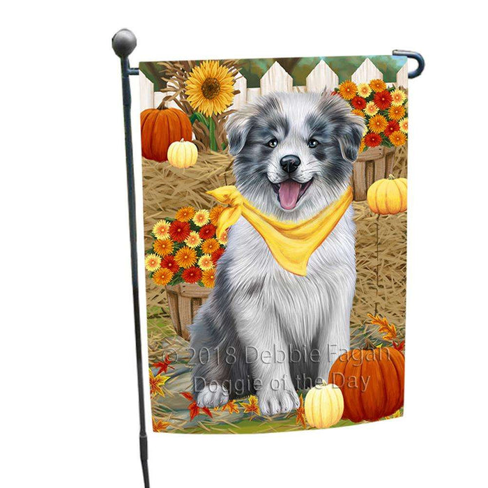 Fall Autumn Greeting Border Collie Dog with Pumpkins Garden Flag GFLG0575