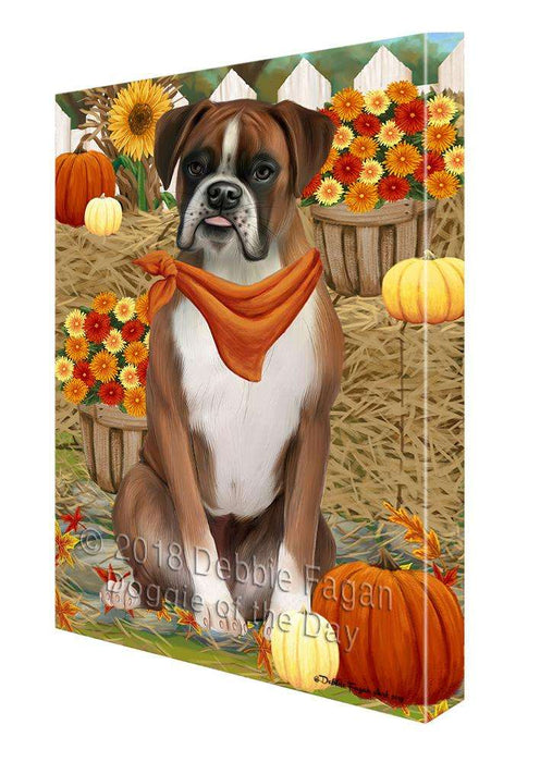 Fall Autumn Greeting Boxer Dog with Pumpkins Canvas Print Wall Art Décor CVS72512