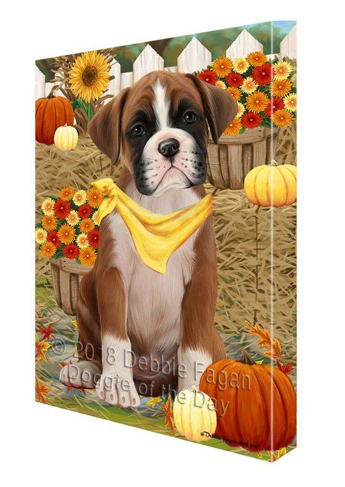 Fall Autumn Greeting Boxer Dog with Pumpkins Canvas Print Wall Art Décor CVS72521