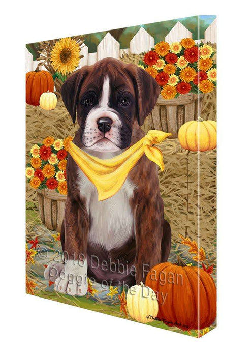 Fall Autumn Greeting Boxer Dog with Pumpkins Canvas Print Wall Art Décor CVS72530