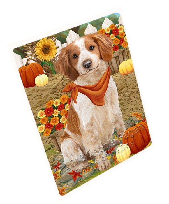Fall Autumn Greeting Brittany Spaniel Dog with Pumpkins Cutting Board C56130