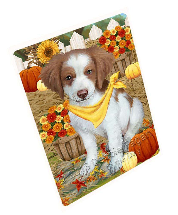 Fall Autumn Greeting Brittany Spaniel Dog with Pumpkins Cutting Board C56133
