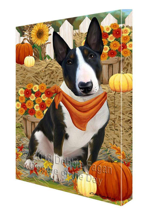 Fall Autumn Greeting Bull Terrier Dog with Pumpkins Canvas Print Wall Art Décor CVS72557
