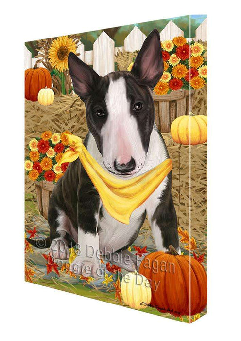 Fall Autumn Greeting Bull Terrier Dog with Pumpkins Canvas Print Wall Art Décor CVS72566