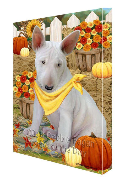 Fall Autumn Greeting Bull Terrier Dog with Pumpkins Canvas Print Wall Art Décor CVS72575
