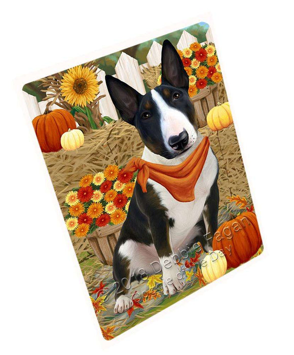 Fall Autumn Greeting Bull Terrier Dog with Pumpkins Cutting Board C56136