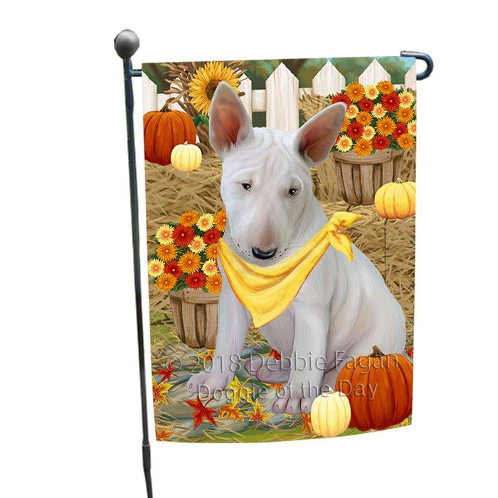Fall Autumn Greeting Bull Terrier Dog with Pumpkins Garden Flag GFLG0587