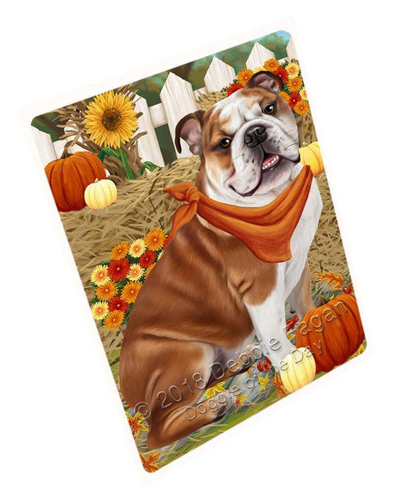 Fall Autumn Greeting Bulldog with Pumpkins Cutting Board C56145