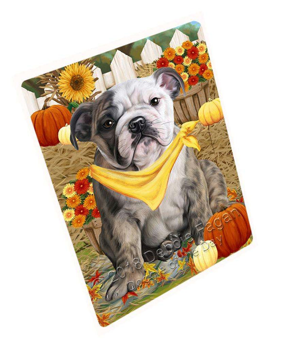 Fall Autumn Greeting Bulldog with Pumpkins Cutting Board C56148