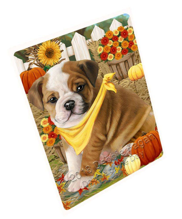 Fall Autumn Greeting Bulldog with Pumpkins Cutting Board C56157
