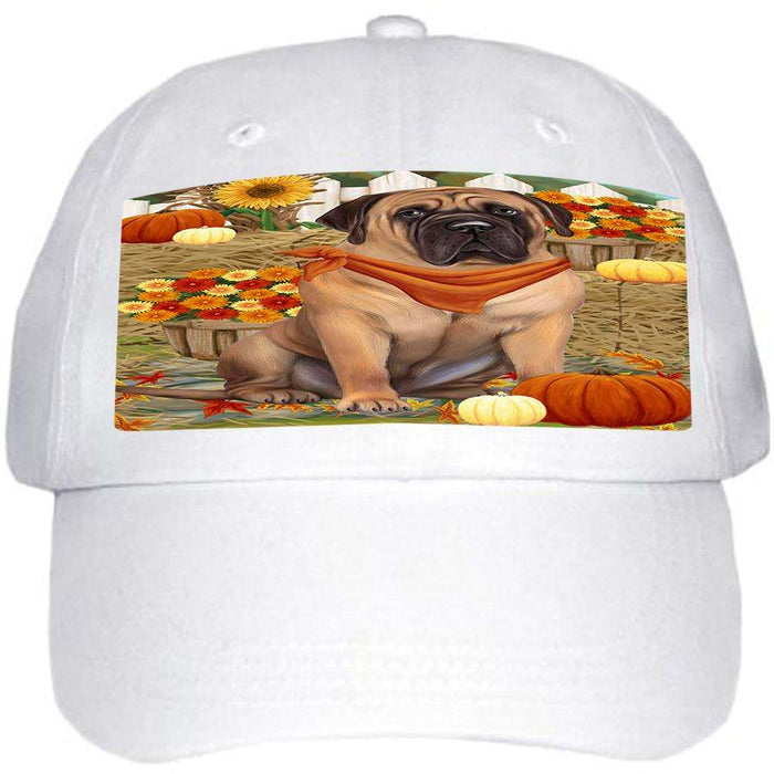 Fall Autumn Greeting Bullmastiff Dog with Pumpkins Ball Hat Cap HAT55869