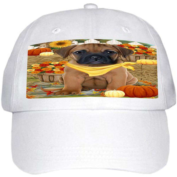 Fall Autumn Greeting Bullmastiff Dog with Pumpkins Ball Hat Cap HAT55872