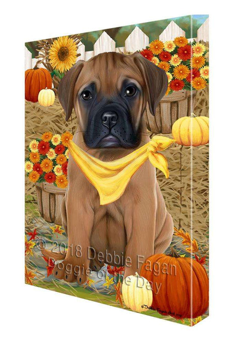 Fall Autumn Greeting Bullmastiff Dog with Pumpkins Canvas Print Wall Art Décor CVS72638