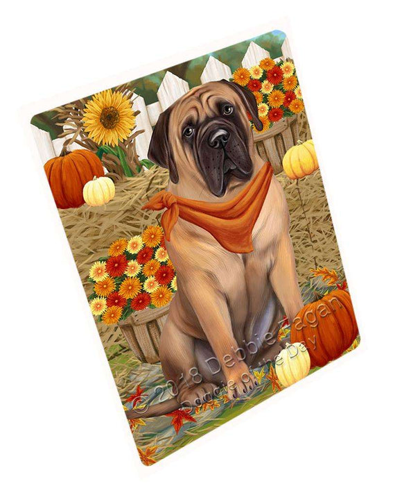 Fall Autumn Greeting Bullmastiff Dog with Pumpkins Cutting Board C56160