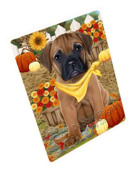 Fall Autumn Greeting Bullmastiff Dog with Pumpkins Cutting Board C56163