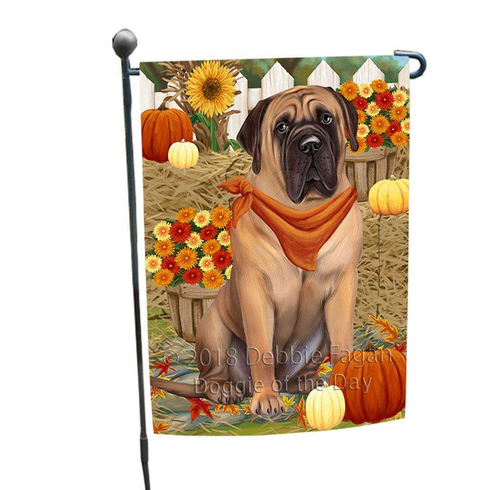 Fall Autumn Greeting Bullmastiff Dog with Pumpkins Garden Flag GFLG0593