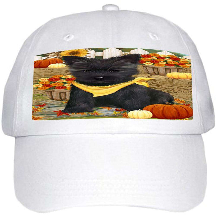 Fall Autumn Greeting Cairn Terrier Dog with Pumpkins Ball Hat Cap HAT55884