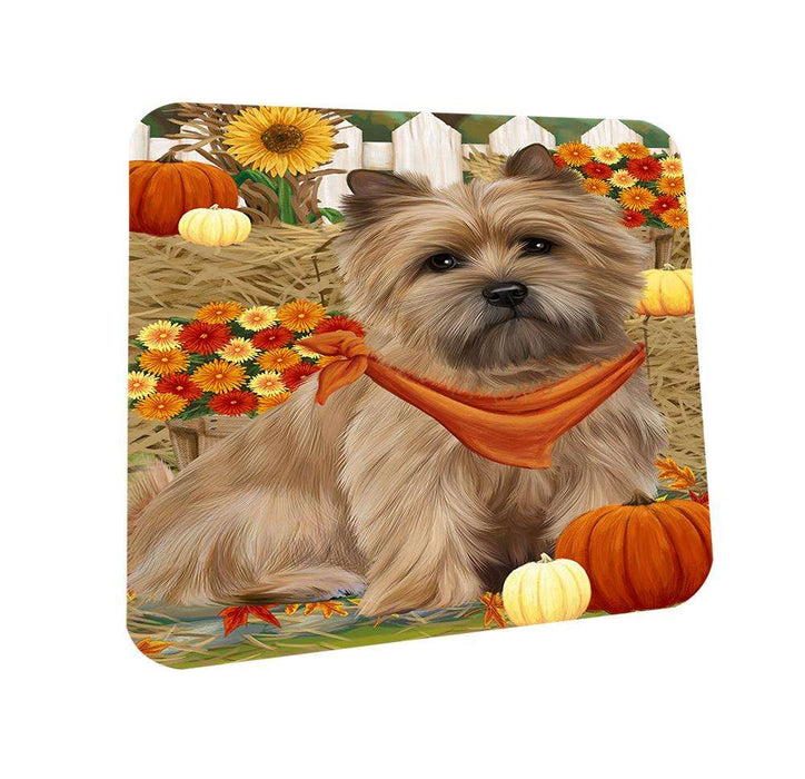 Fall Autumn Greeting Cairn Terrier Dog with Pumpkins Coasters Set of 4 CST50661