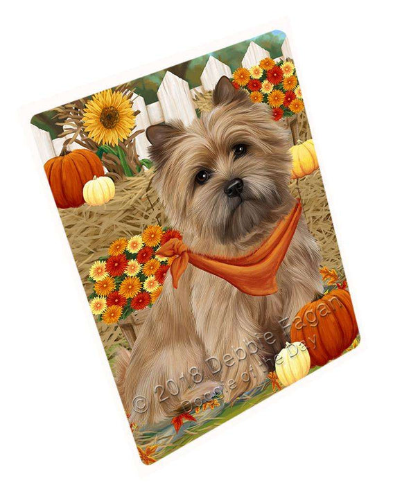 Fall Autumn Greeting Cairn Terrier Dog with Pumpkins Cutting Board C56166