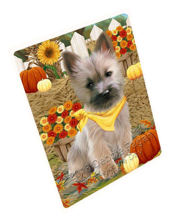 Fall Autumn Greeting Cairn Terrier Dog with Pumpkins Cutting Board C56172