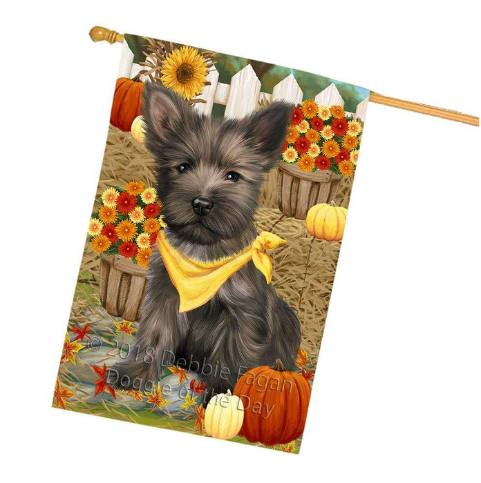 Fall Autumn Greeting Cairn Terrier Dog with Pumpkins House Flag FLG50732