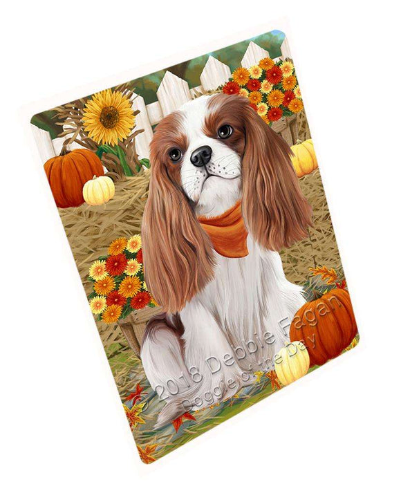 Fall Autumn Greeting Cavalier King Charles Spaniel Dog with Pumpkins Cutting Board C56178