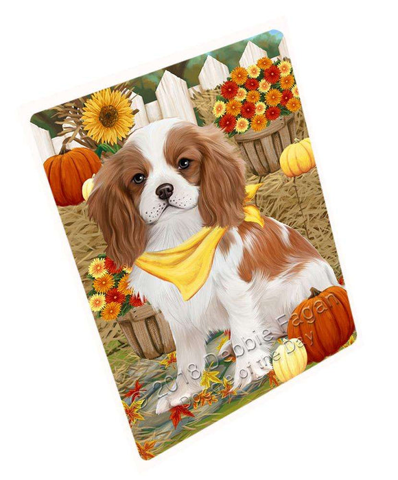 Fall Autumn Greeting Cavalier King Charles Spaniel Dog with Pumpkins Cutting Board C56181