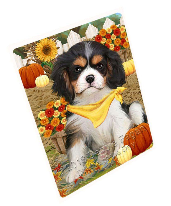 Fall Autumn Greeting Cavalier King Charles Spaniel Dog with Pumpkins Cutting Board C56184