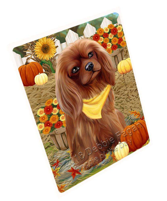Fall Autumn Greeting Cavalier King Charles Spaniel Dog with Pumpkins Cutting Board C56187