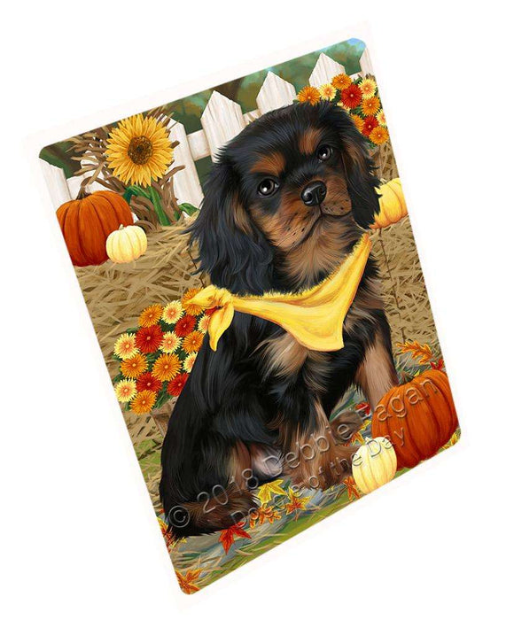 Fall Autumn Greeting Cavalier King Charles Spaniel Dog with Pumpkins Cutting Board C56190