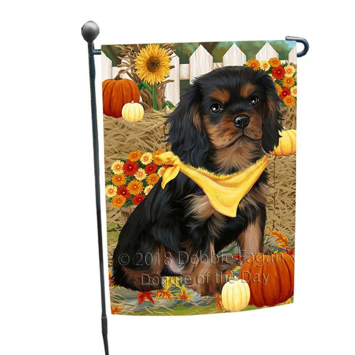 Fall Autumn Greeting Cavalier King Charles Spaniel Dog with Pumpkins Garden Flag GFLG0603