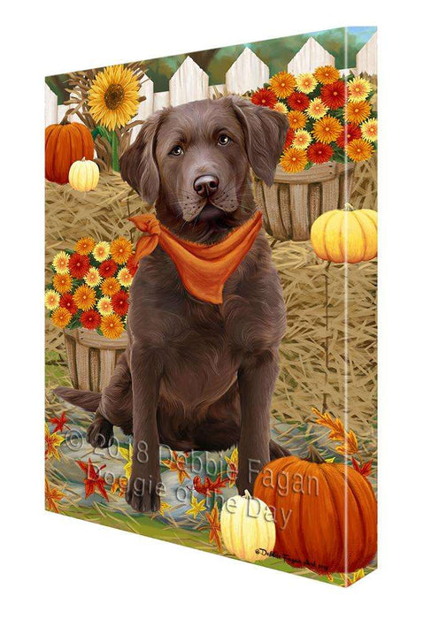 Fall Autumn Greeting Chesapeake Bay Retriever Dog with Pumpkins Canvas Print Wall Art Décor CVS72728