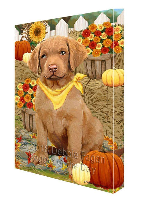 Fall Autumn Greeting Chesapeake Bay Retriever Dog with Pumpkins Canvas Print Wall Art Décor CVS72737