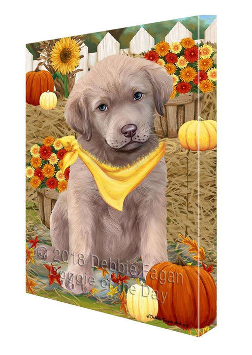 Fall Autumn Greeting Chesapeake Bay Retriever Dog with Pumpkins Canvas Print Wall Art Décor CVS72746