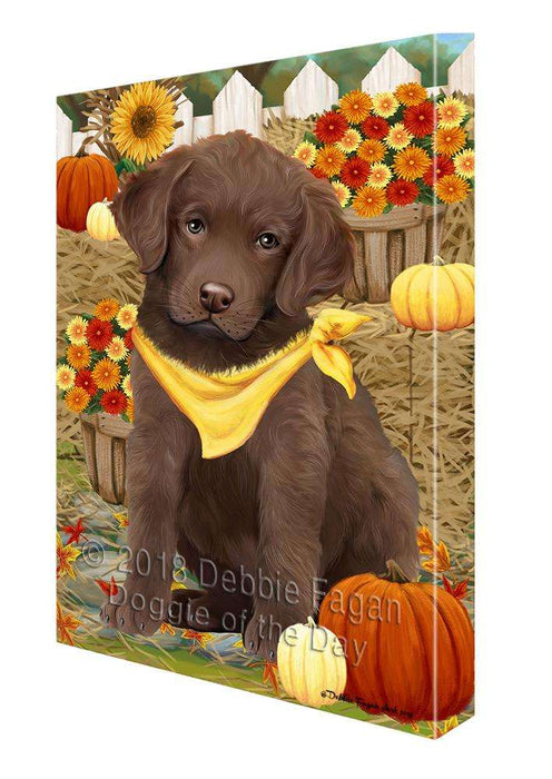 Fall Autumn Greeting Chesapeake Bay Retriever Dog with Pumpkins Canvas Print Wall Art Décor CVS72755