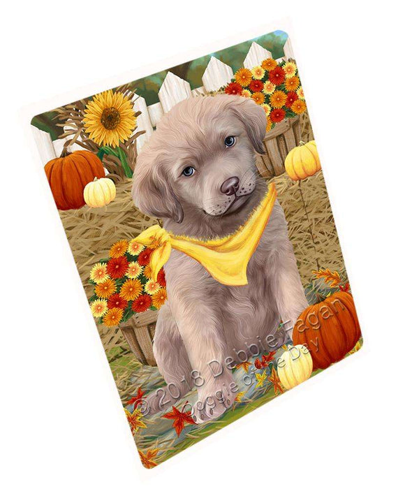 Fall Autumn Greeting Chesapeake Bay Retriever Dog with Pumpkins Cutting Board C56199