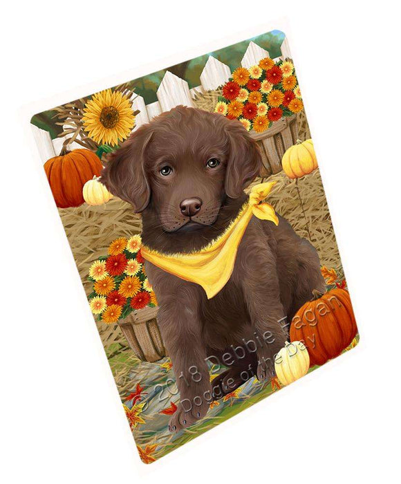 Fall Autumn Greeting Chesapeake Bay Retriever Dog with Pumpkins Cutting Board C56202