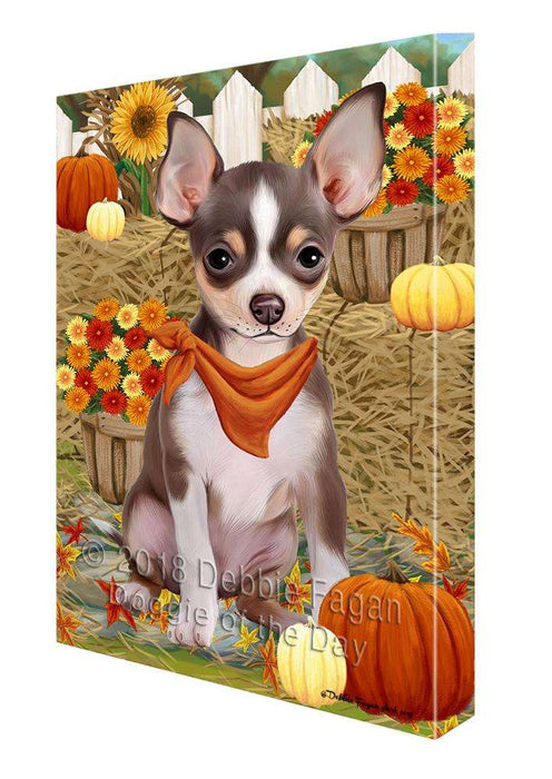 Fall Autumn Greeting Chihuahua Dog with Pumpkins Canvas Print Wall Art Décor CVS72764