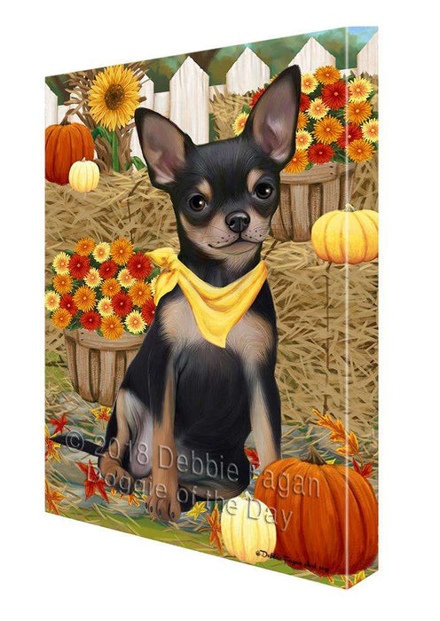 Fall Autumn Greeting Chihuahua Dog with Pumpkins Canvas Print Wall Art Décor CVS72773