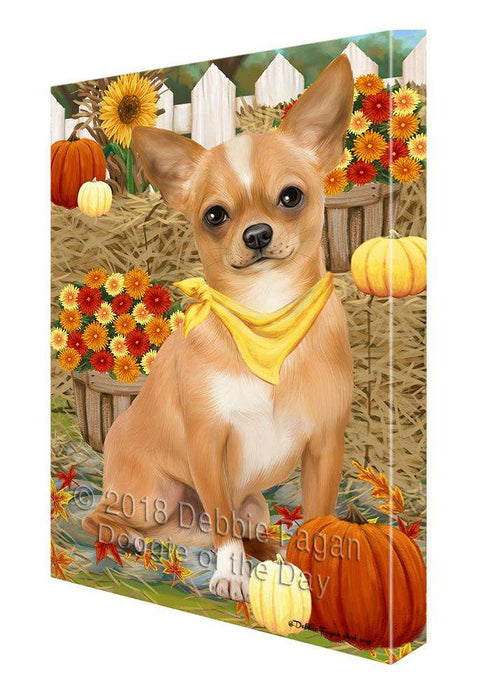 Fall Autumn Greeting Chihuahua Dog with Pumpkins Canvas Print Wall Art Décor CVS72782