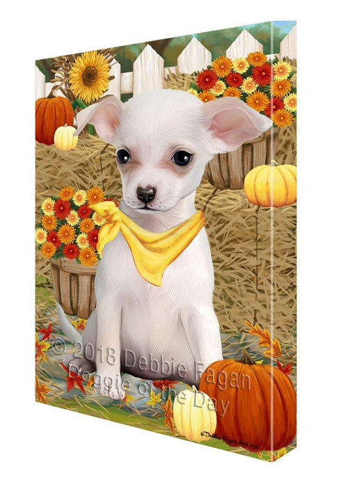 Fall Autumn Greeting Chihuahua Dog with Pumpkins Canvas Print Wall Art Décor CVS72791