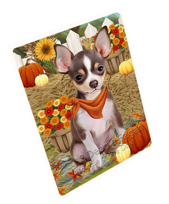 Fall Autumn Greeting Chihuahua Dog with Pumpkins Cutting Board C56205