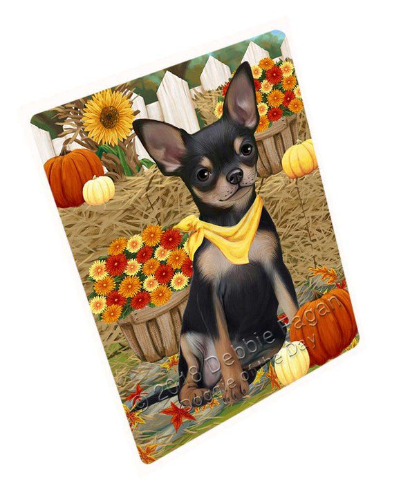 Fall Autumn Greeting Chihuahua Dog with Pumpkins Cutting Board C56208
