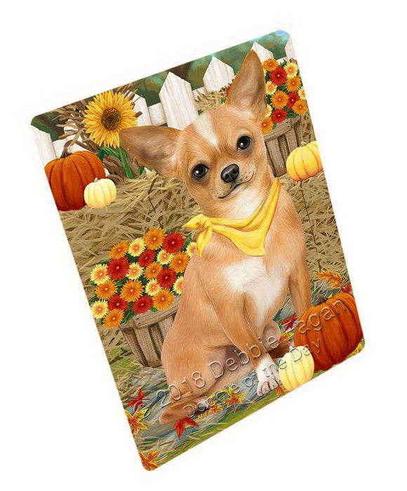Fall Autumn Greeting Chihuahua Dog with Pumpkins Cutting Board C56211