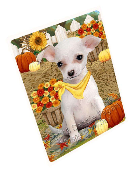 Fall Autumn Greeting Chihuahua Dog with Pumpkins Cutting Board C56214