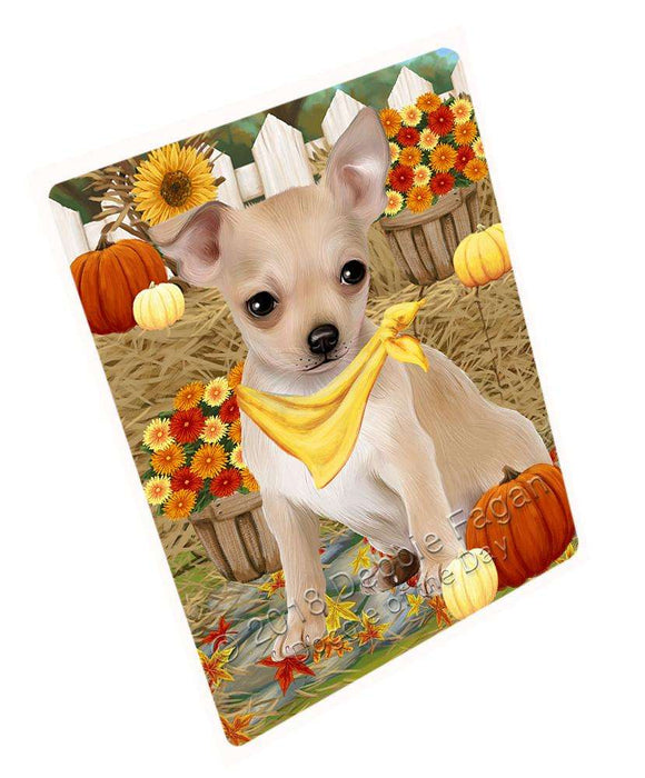 Fall Autumn Greeting Chihuahua Dog with Pumpkins Cutting Board C56217